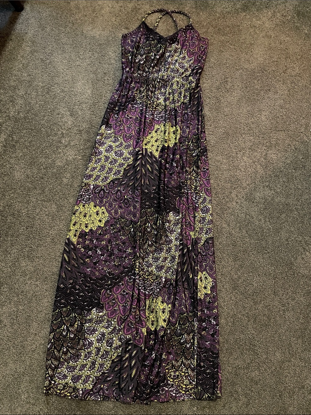 IB Diffusion S Women's Purple & Black paisley Maxi Dress